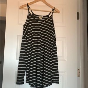 Black and white cold shoulder top